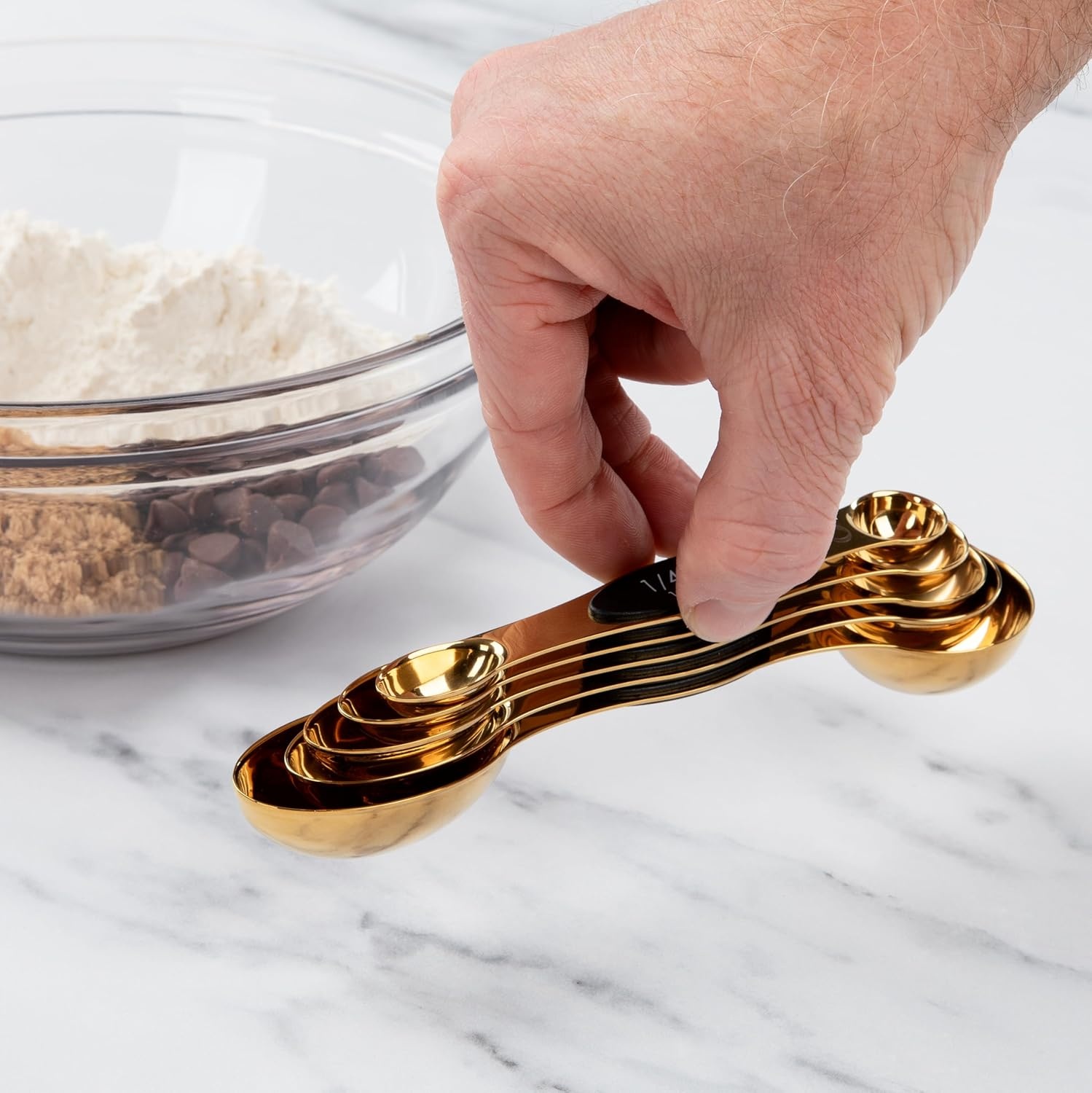 image:imagePrepWorks 5pc Measuring Spoons Set Stainless Steel Accurate Measurements for Cooking and Baking EasytoRead BPAFreeGold