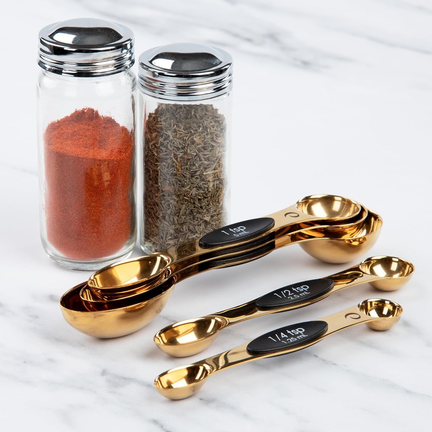 image:imagePrepWorks 5pc Measuring Spoons Set Stainless Steel Accurate Measurements for Cooking and Baking EasytoRead BPAFreeGold