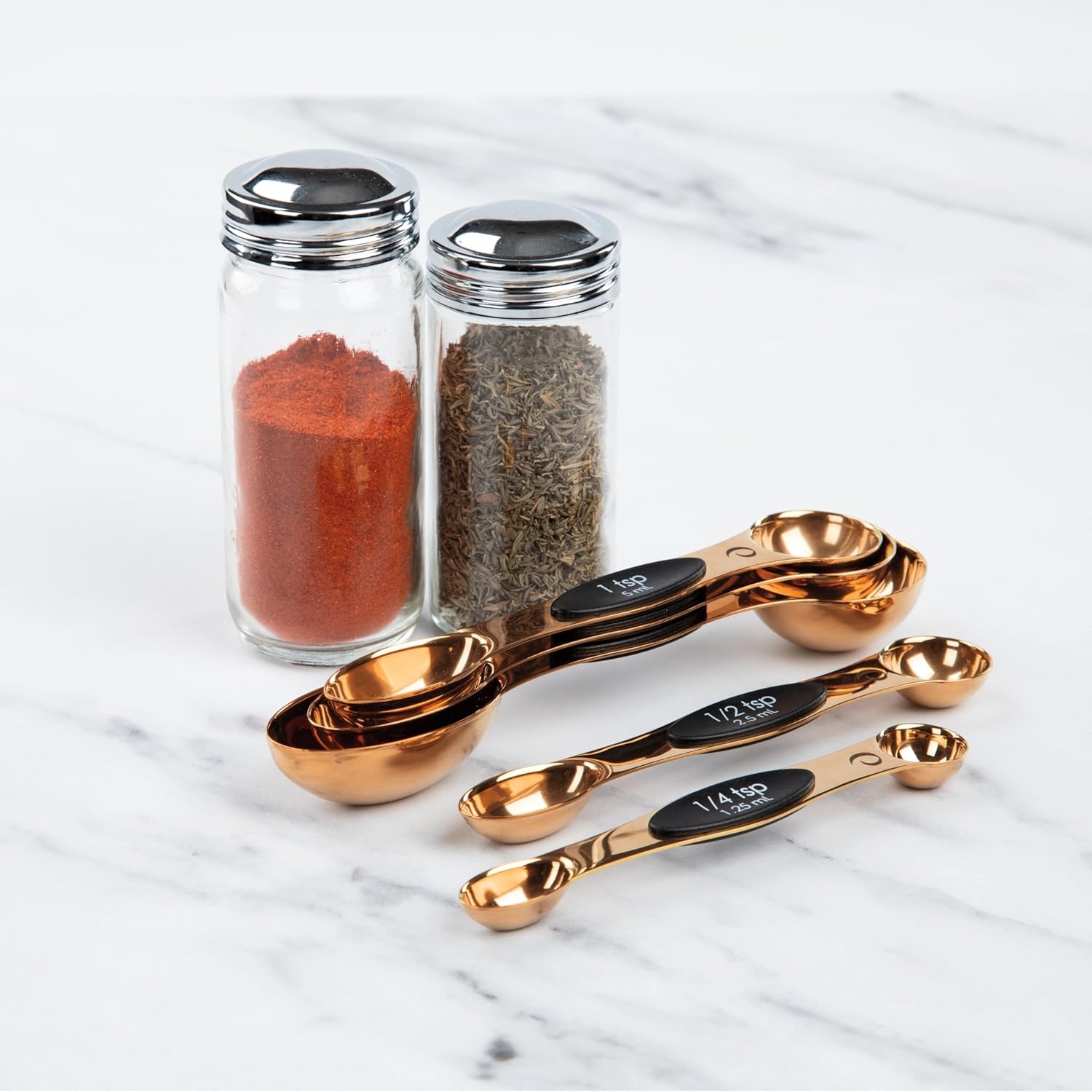 image:imagePrepWorks 5pc Measuring Spoons Set Stainless Steel Accurate Measurements for Cooking and Baking EasytoRead BPAFreeRose Gold