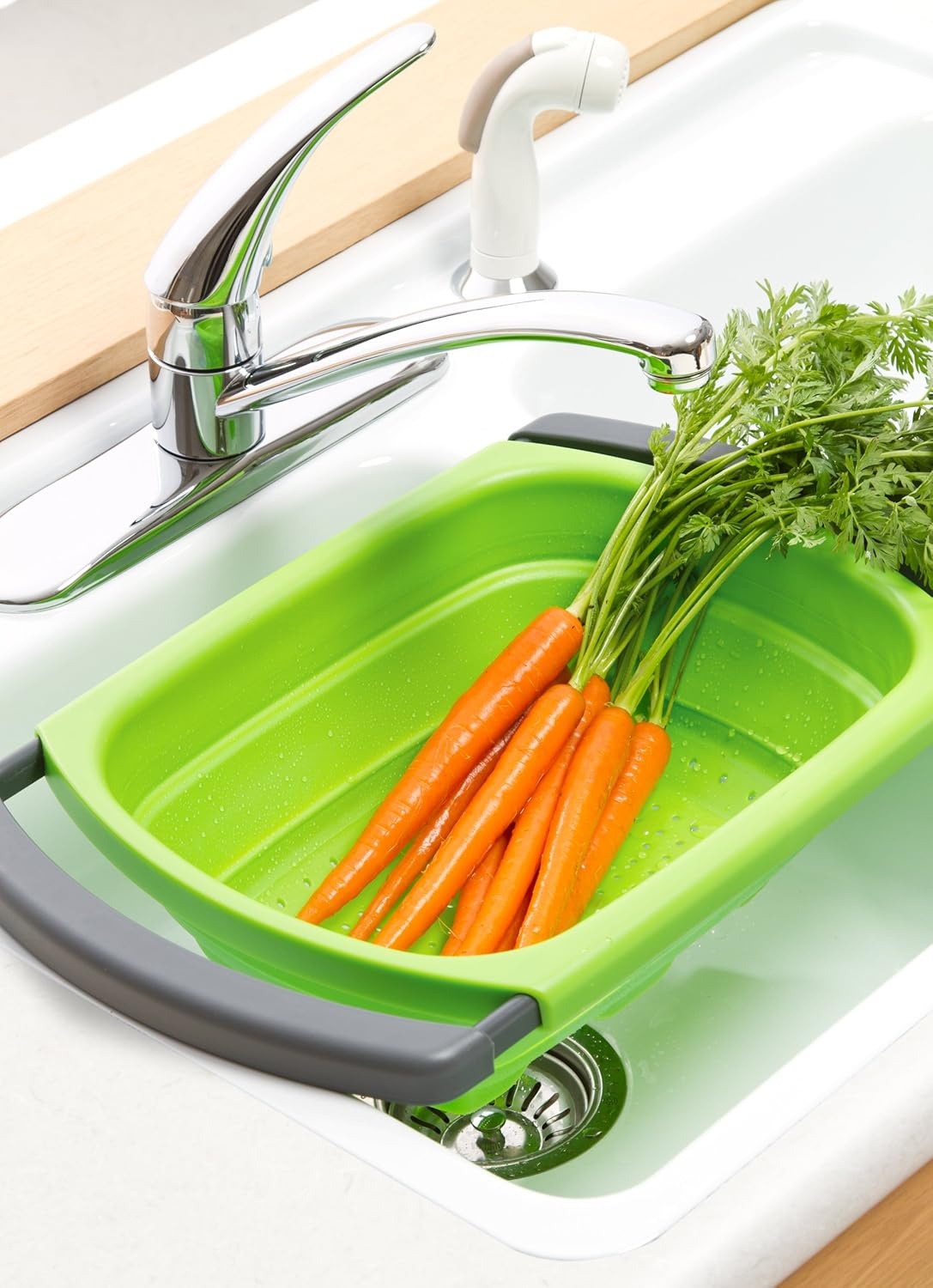 image:imagePrepworks by Progressive Collapsible Overthe Sink Colander Green 6 Quart