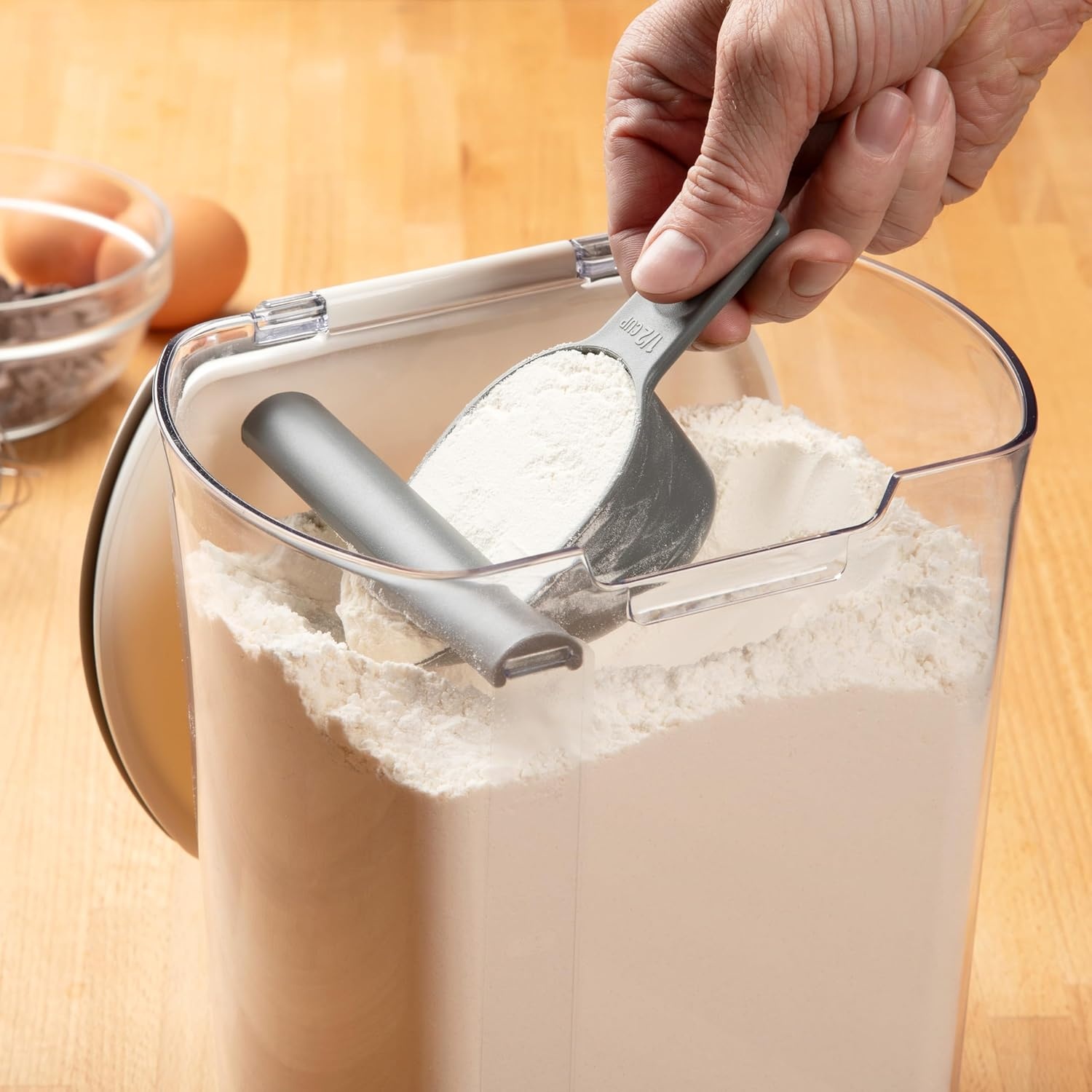 image:imageProKeeper 1 Quart Airtight Powdered Sugar Storage Container Grey BPAFree PlasticClear