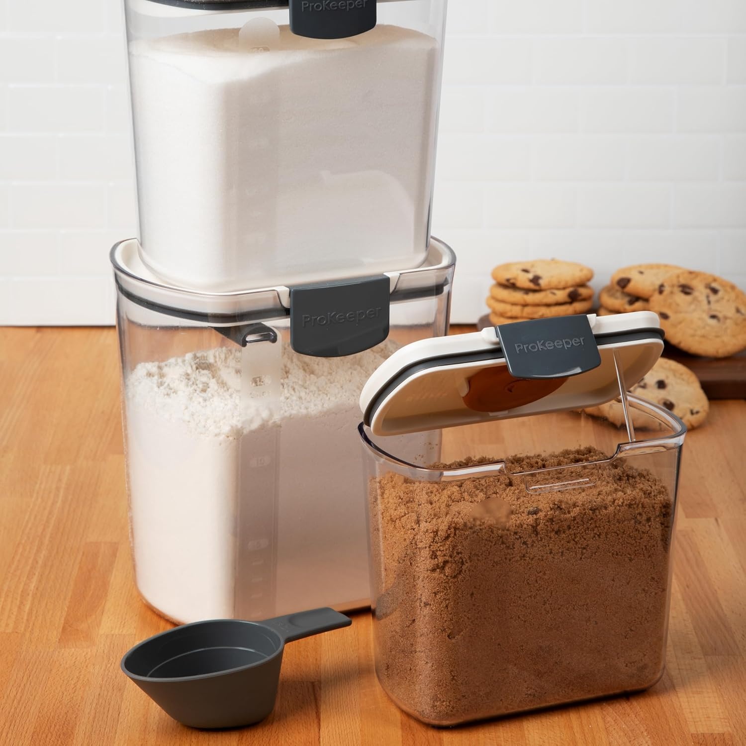image:imageProKeeper 1 Quart Airtight Powdered Sugar Storage Container Grey BPAFree PlasticClear