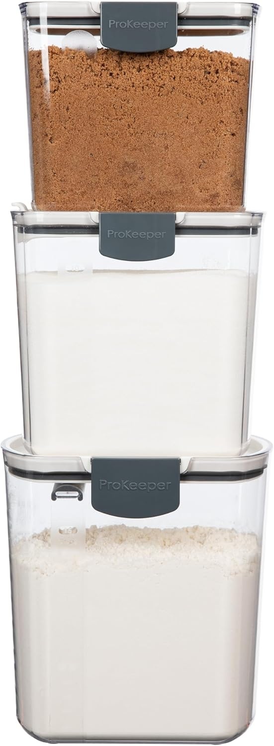 image:imageProKeeper 1 Quart Airtight Powdered Sugar Storage Container Grey BPAFree PlasticClear