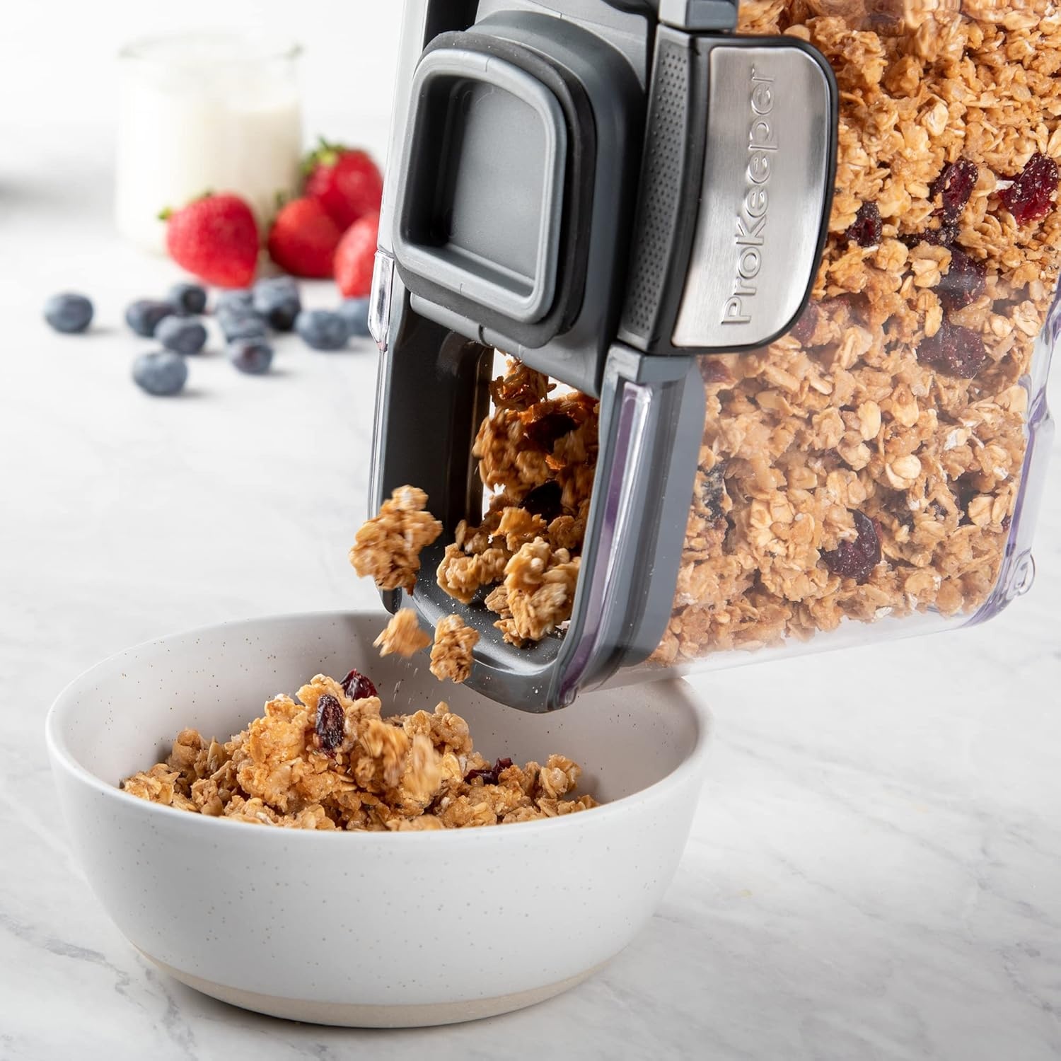 image:imageProKeeper by Progressive International Clear Plastic Airtight Food Bakers Kitchen Storage Organization Container Canister Set with Magnetic Accessories Flour 4QuartSmall Cereal Prokeeper