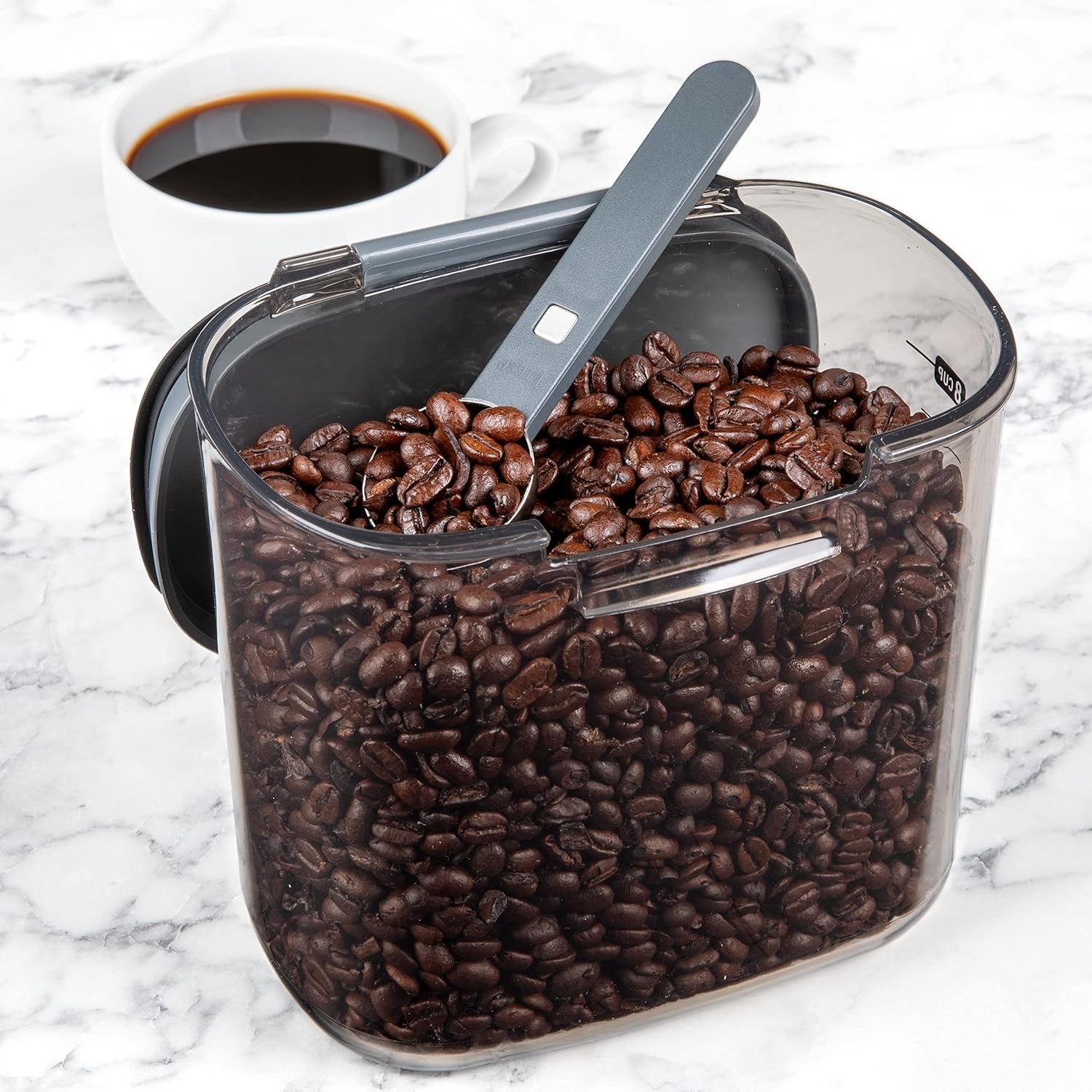 image:imageProKeeper by Progressive International Clear Plastic Airtight Food Bakers Kitchen Storage Organization Container Canister Set with Magnetic Accessories Flour 4QuartStandard Coffee Prokeeper