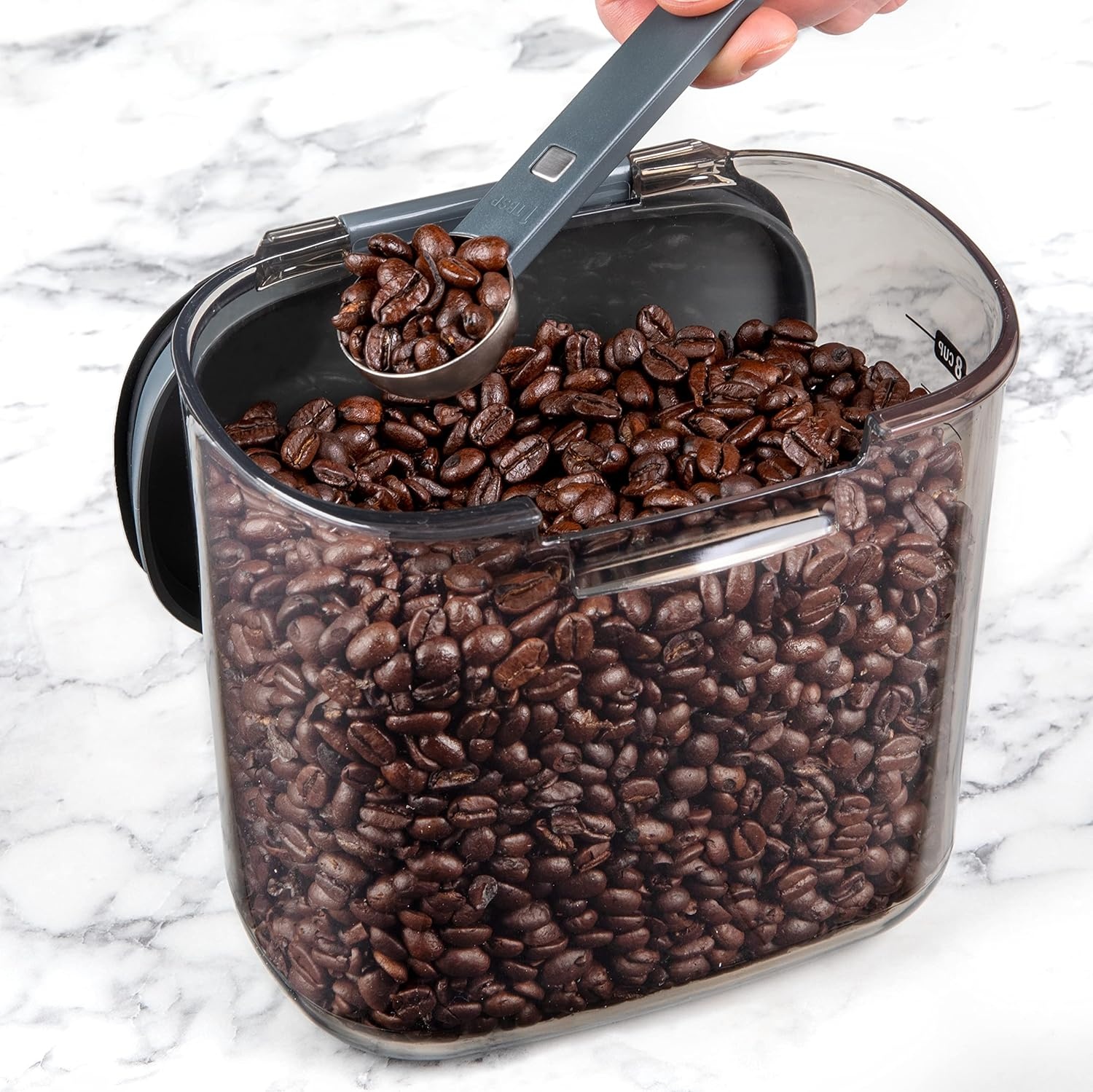 image:imageProKeeper by Progressive International Clear Plastic Airtight Food Bakers Kitchen Storage Organization Container Canister Set with Magnetic Accessories Flour 4QuartStandard Coffee Prokeeper