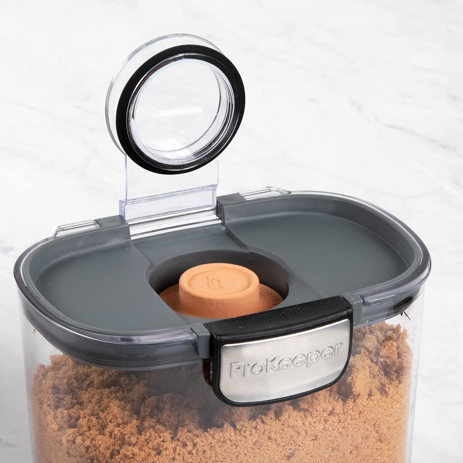 image:imageProKeeper by Progressive International Clear Plastic Airtight Food Bakers Kitchen Storage Organization Container Canister Set with Magnetic Accessories Flour 4QuartBrown Sugar Prokeeper
