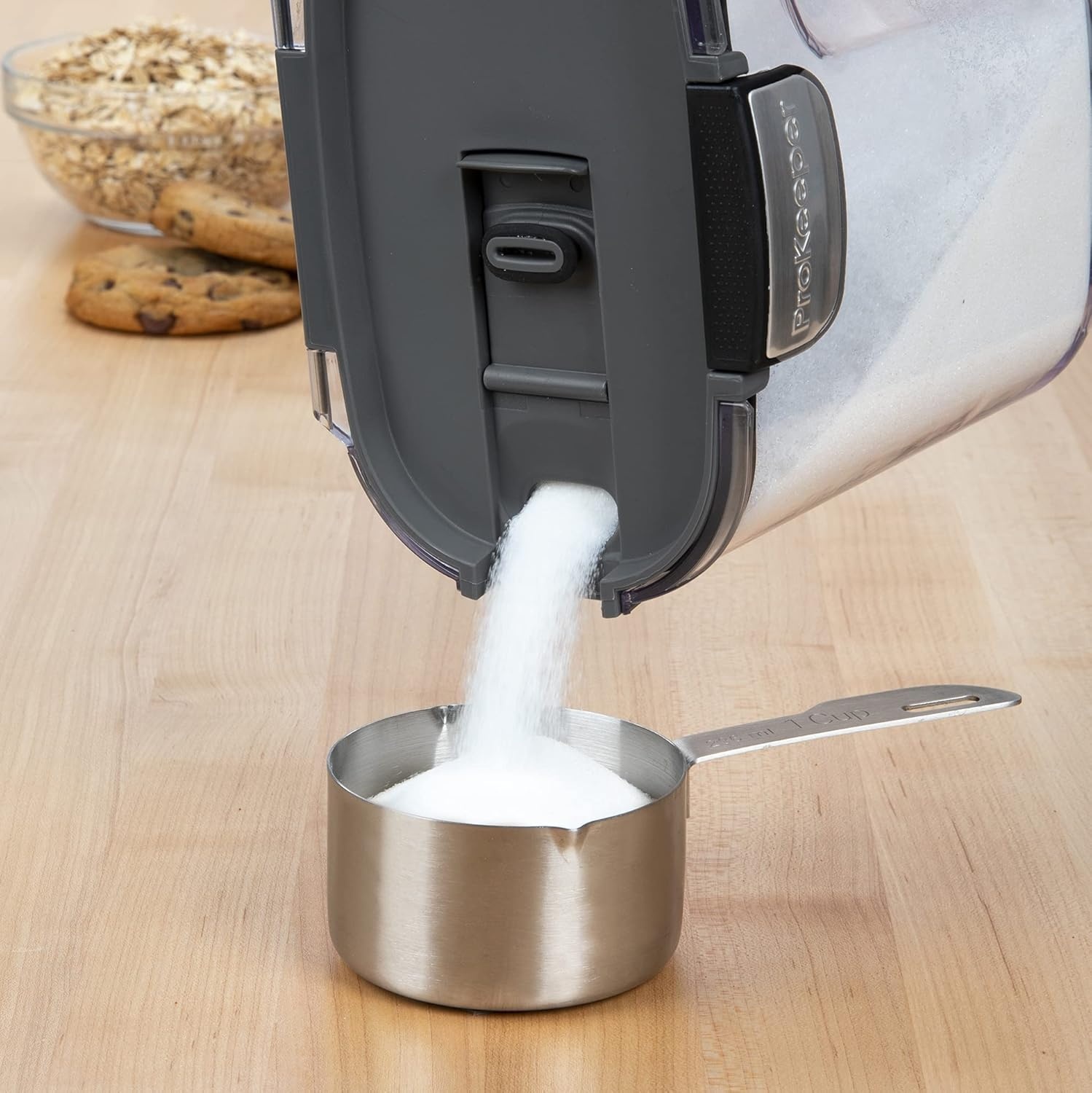 image:imageProKeeper by Progressive International Clear Plastic Airtight Food Bakers Kitchen Storage Organization Container Canister Set with Magnetic Accessories Flour 4QuartSugar Prokeeper