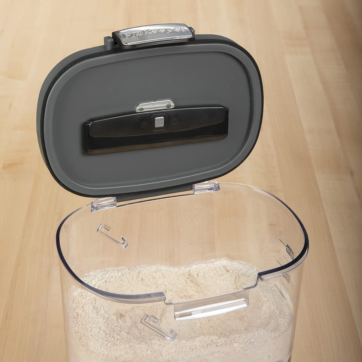 image:imageProKeeper by Progressive International Clear Plastic Airtight Food Bakers Kitchen Storage Organization Container Canister Set with Magnetic Accessories Flour 4QuartFlour Prokeeper