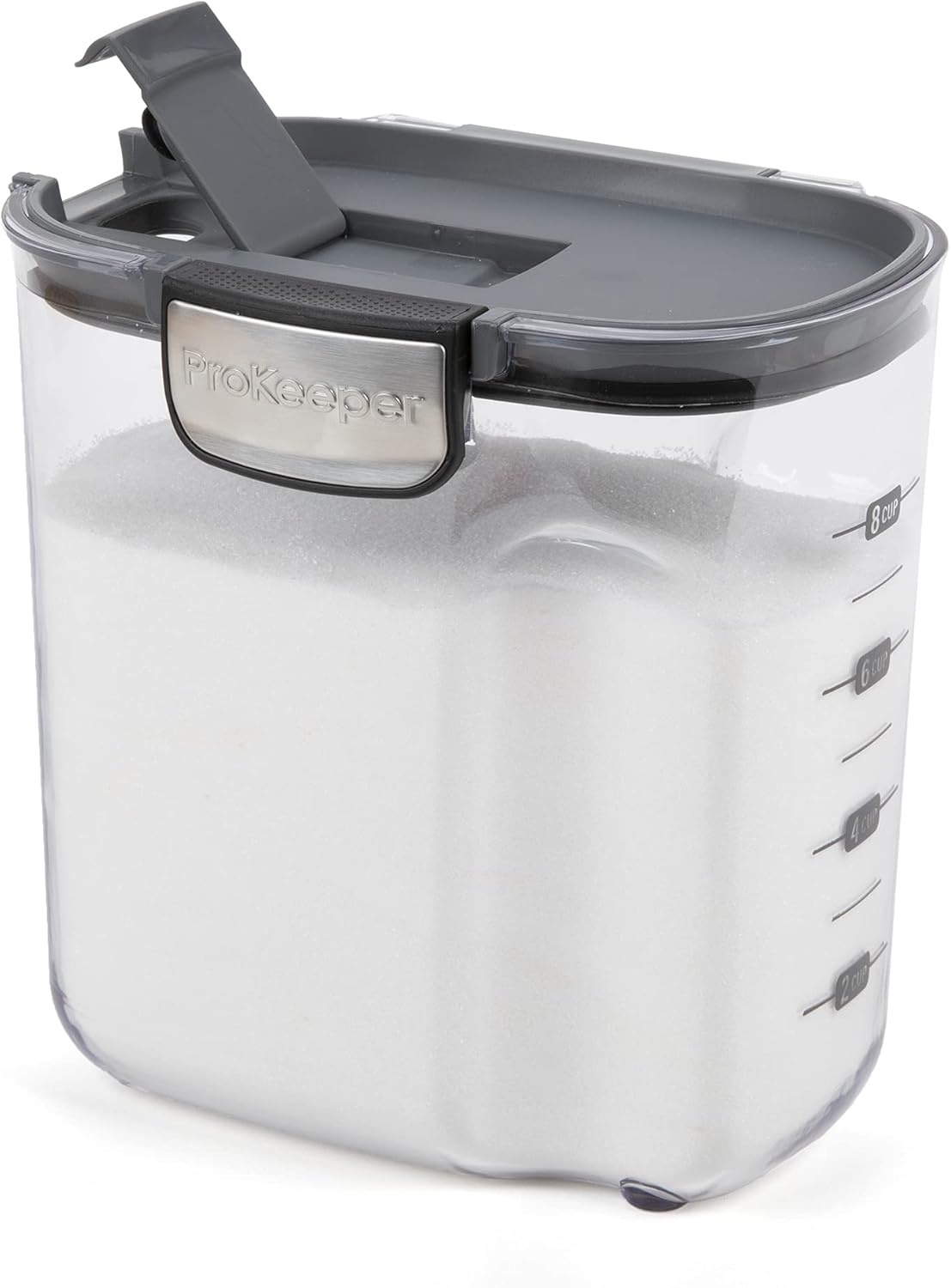 image:imageProKeeper by Progressive International Clear Plastic Airtight Food Bakers Kitchen Storage Organization Container Canister Set with Magnetic Accessories Flour 4QuartSugar Prokeeper