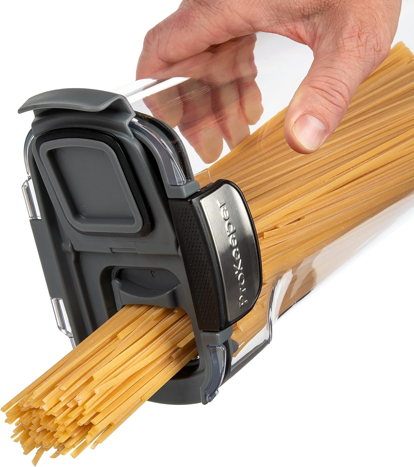 image:imageProKeeper by Progressive International Clear Plastic Airtight Food Bakers Kitchen Storage Organization Container Canister Set with Magnetic Accessories Flour 4QuartPasta Prokeeper