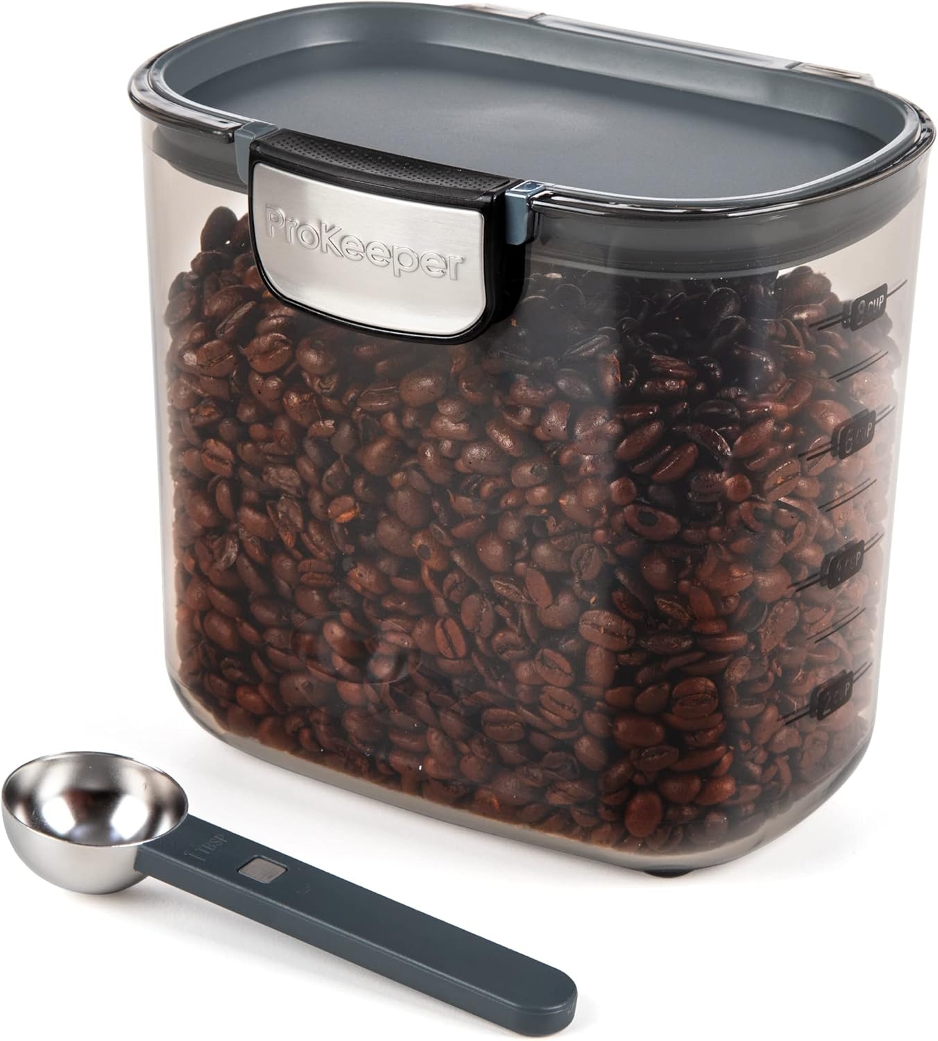 image:imageProKeeper by Progressive International Clear Plastic Airtight Food Bakers Kitchen Storage Organization Container Canister Set with Magnetic Accessories Flour 4QuartStandard Coffee Prokeeper