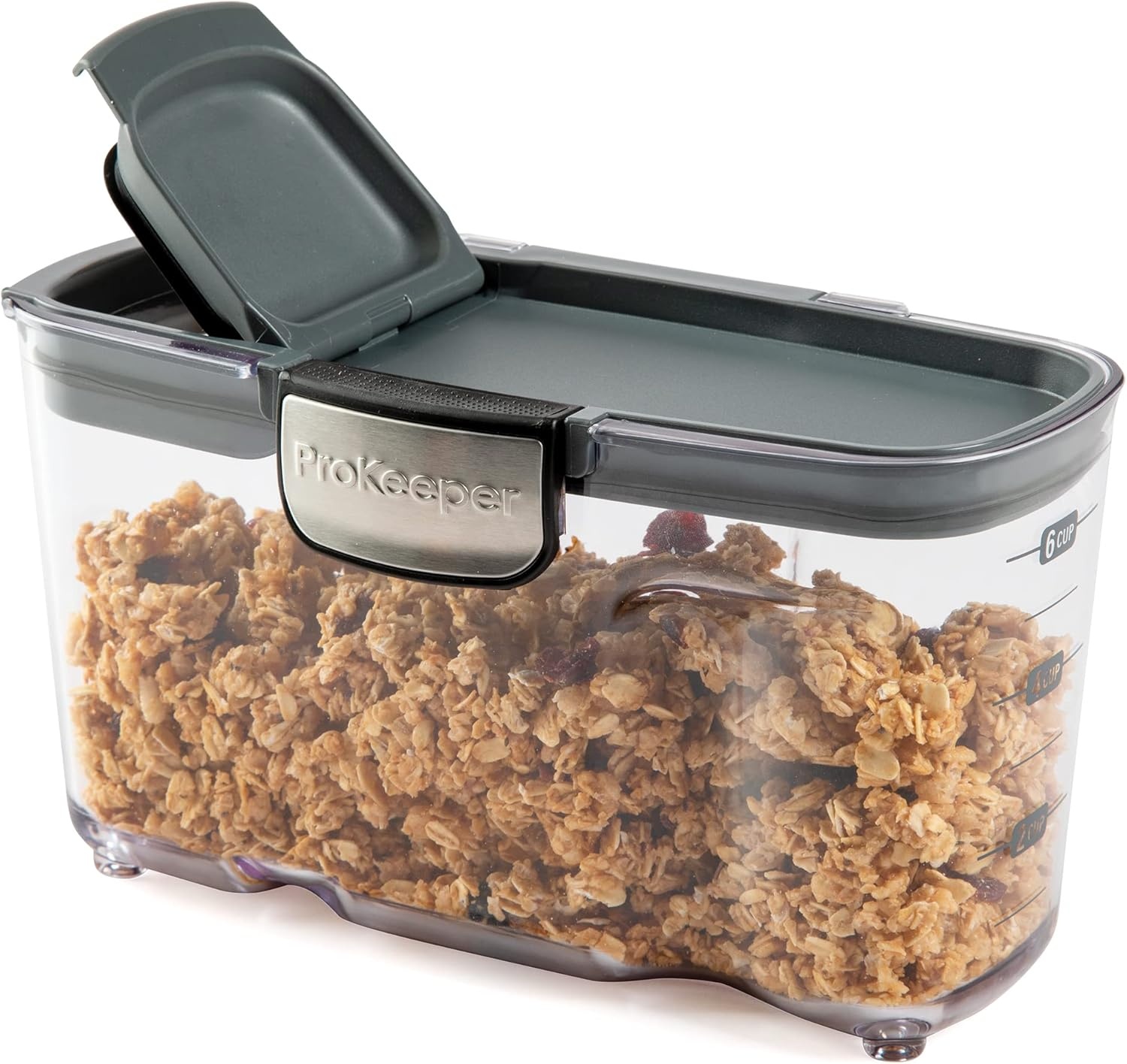 image:imageProKeeper by Progressive International Clear Plastic Airtight Food Bakers Kitchen Storage Organization Container Canister Set with Magnetic Accessories Flour 4QuartSmall Cereal Prokeeper