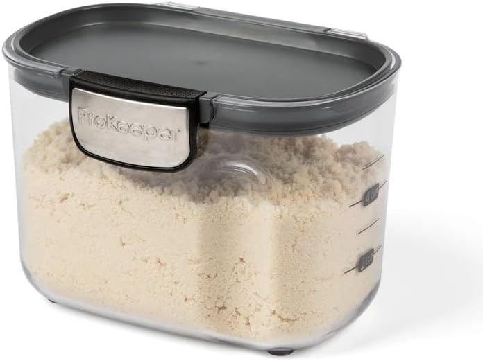 image:imageProKeeper by Progressive International Clear Plastic Airtight Food Bakers Kitchen Storage Organization Container Canister Set with Magnetic Accessories Flour 4QuartSpecialty Flour