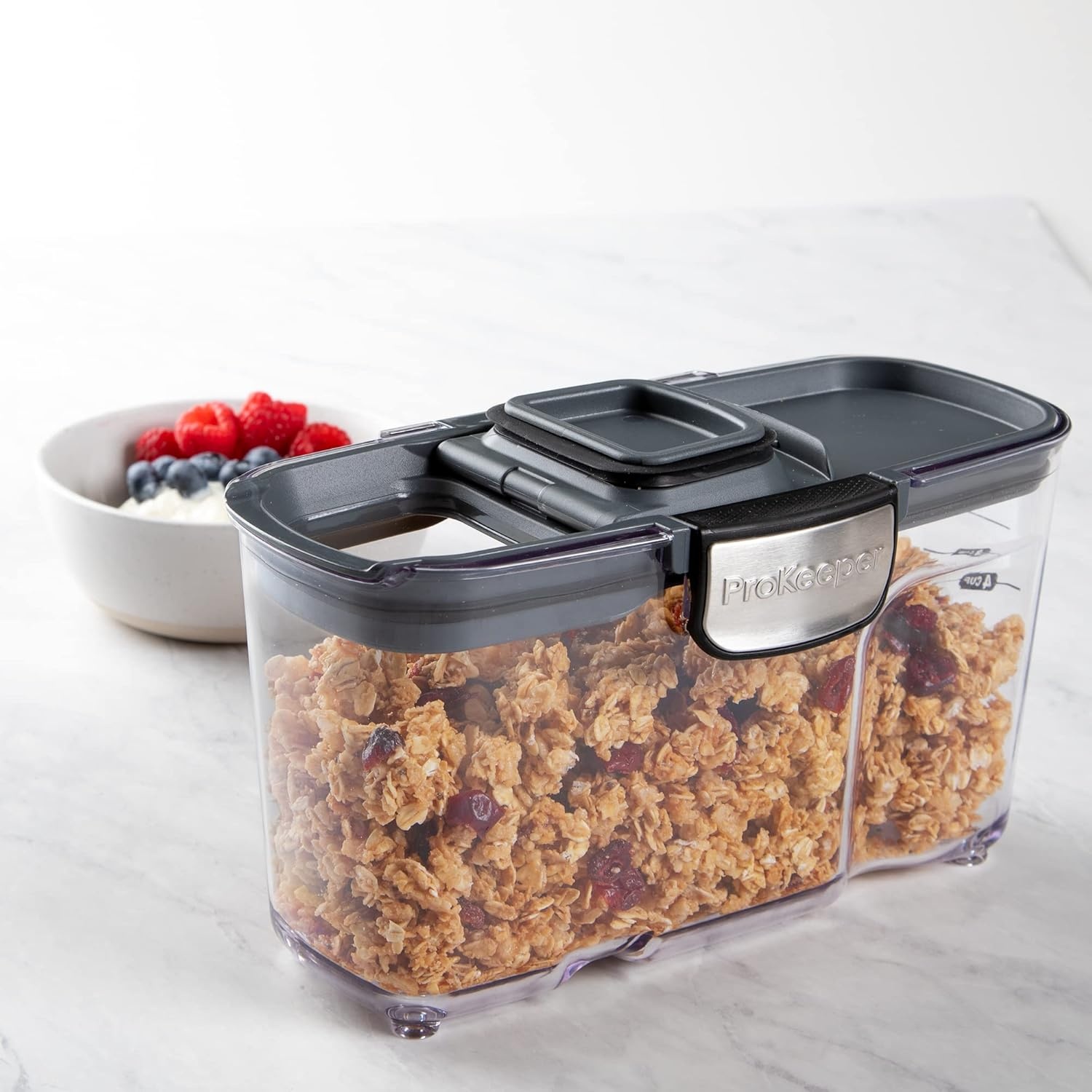 image:imageProKeeper by Progressive International Clear Plastic Airtight Food Bakers Kitchen Storage Organization Container Canister Set with Magnetic Accessories Flour 4QuartSmall Cereal Prokeeper