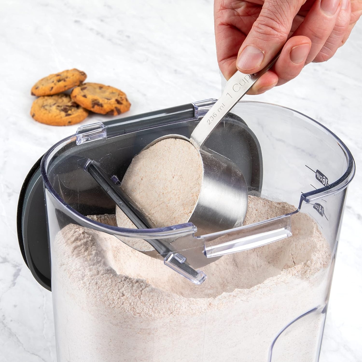 image:imageProKeeper by Progressive International Clear Plastic Airtight Food Bakers Kitchen Storage Organization Container Canister Set with Magnetic Accessories Flour 4QuartFlour Prokeeper