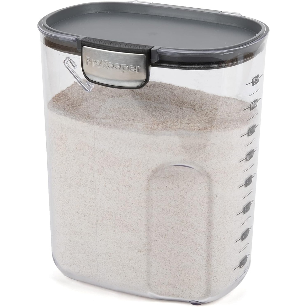 image:imageProKeeper by Progressive International Clear Plastic Airtight Food Bakers Kitchen Storage Organization Container Canister Set with Magnetic Accessories Flour 4QuartFlour Prokeeper