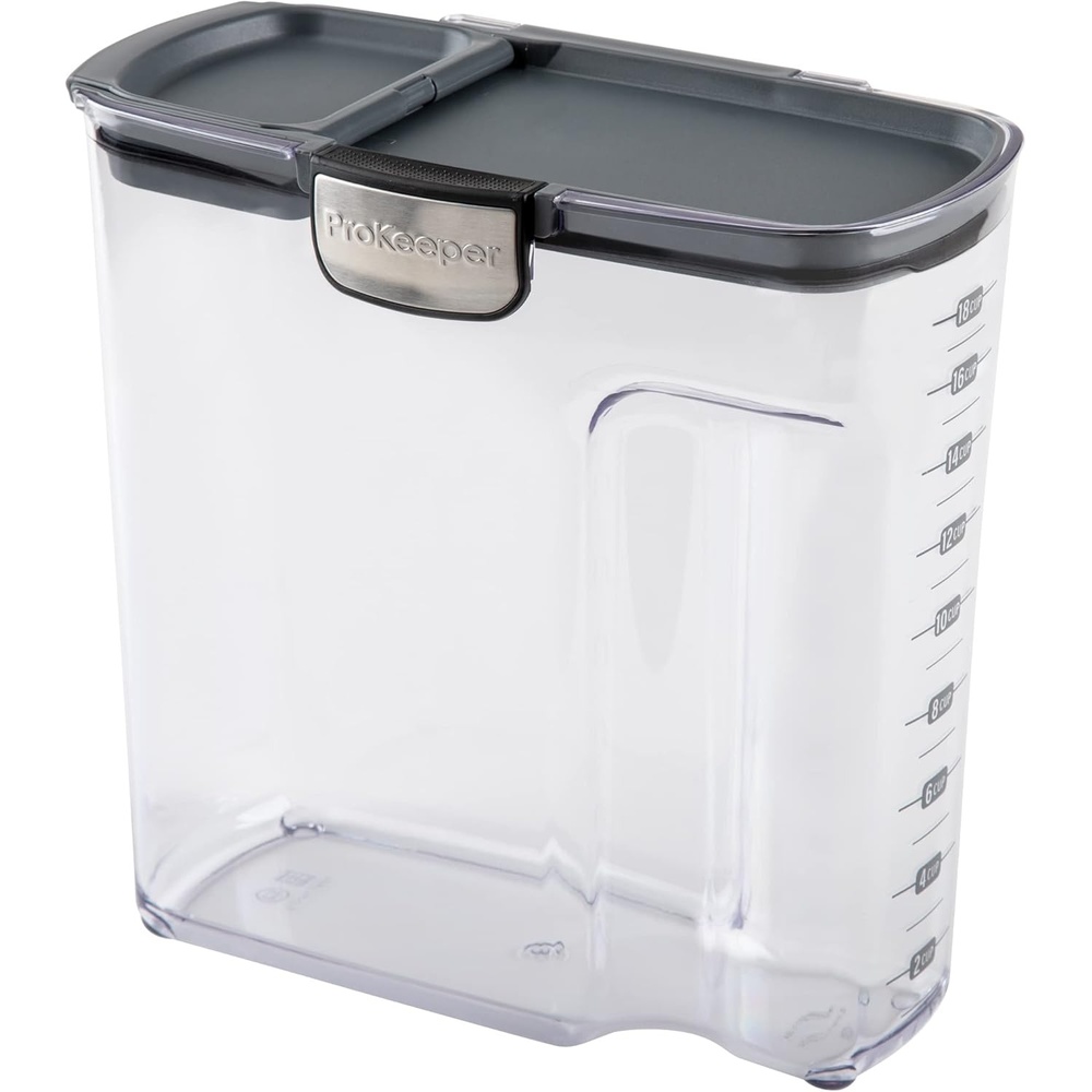 image:imageProKeeper by Progressive International Clear Plastic Airtight Food Bakers Kitchen Storage Organization Container Canister Set with Magnetic Accessories Flour 4QuartJumbo Cereal Prokeeper