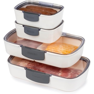 image:imageProKeeper Progressive International Prepworks Mini Deli Air Tight Silicone Sealed Food Storage Container with Clear Dry Erase Compatible Lid 575 Inches LongVariety Pack