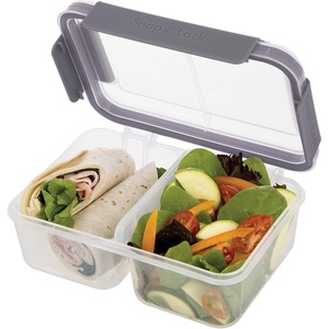 image:imageSnapLock by Progressive Split Container  Gray EasyToOpen LeakProof Silicone Seal SnapOff Lid Stackable BPA FREEGray