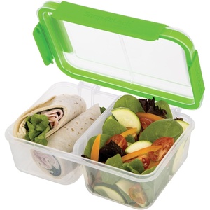 image:imageSnapLock by Progressive Split Container  Gray EasyToOpen LeakProof Silicone Seal SnapOff Lid Stackable BPA FREEGreen